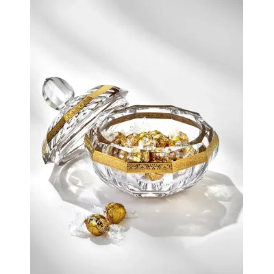 Magic Box Jar Beryl, Cut, 24-Carat Gold (Floral Relief Decor) 19 Cm