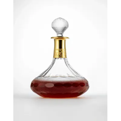 Splendid Clear Lead-Free Crystal, Cut, 24-Carat Gold (Relief Decor) Carafe