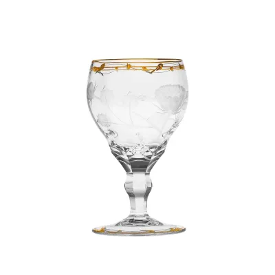 Paula Clear Lead-Free Crystal, Cut, Engraving Roses, 24-Carat Gold (Thin Line) Brandy & Cognac 320 ml