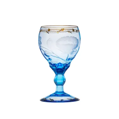 Paula Aquamarine Lead-Free Crystal, Cut, Engraving Roses, 24-Carat Gold (Thin Line) Brandy & Cognac 320 ml