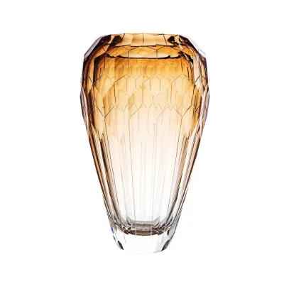 Cinque Torri Aurora Lead-Free Crystal, Cut Edges, Wedges Cuts Underlaid Vase 34,5 cm