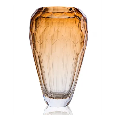 Cinque Torri Aurora Lead-Free Crystal, Cut Edges, Wedges Cuts Underlaid Vase 34,5 cm