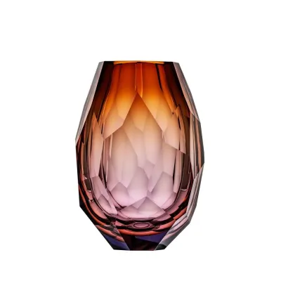 Montagne Alexandrite Aurora Lead-Free Crystal, Cut Irregular Edges Underlaid Vase