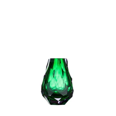 Stones Underlaid Vase Alexandrite Green Lead-Free Crystal, Cut Polished Pebbles 13 cm