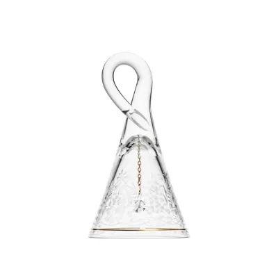 Maharani Clear Lead-Free Crystal, Cut, 24 Gold (Thin Line), Engraving Christmass Bell 15,5 cm