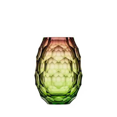 Caorle Underlaid Vase Ocean Green Rose Lead-Free Crystal, Cut Panel 21 cm