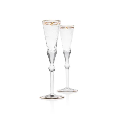 Paula Clear Lead-Free Crystal, Cut, Engraved Roses, 24-Carat Gold (Thin Line) 2 Pcs Set 140 ml