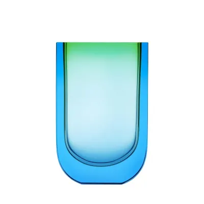 Four Seasons Aquamarine Green Lead-Free Crystal, Cut Underlaid Vase 29,0 cm