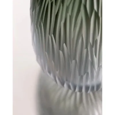 Pinea Smoke Green Lead-Free Crystal, Cut Vertical Grooves Underlaid Vase