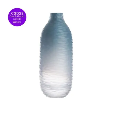 Conea Underlaid Vase Opal Violet, Cut Horizontal Grooves 26.5 Cm
