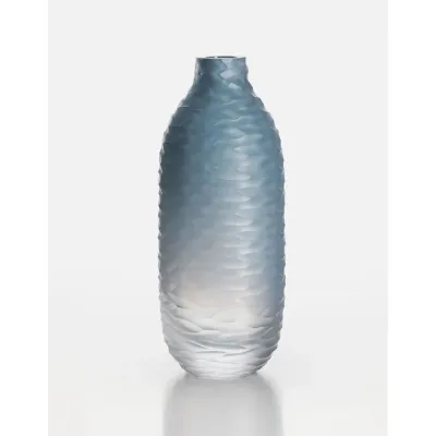 Conea Underlaid Vase Opal Violet, Cut Horizontal Grooves 26.5 Cm