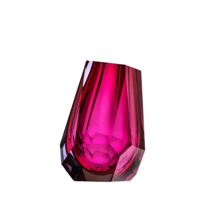 Pear Alexandrite Rose Lead-Free Crystal, Cut Panel Underlaid Vase