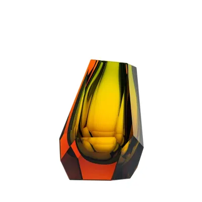 Pear Topaz Reseda Lead-Free Crystal, Cut Panel Underlaid Vase