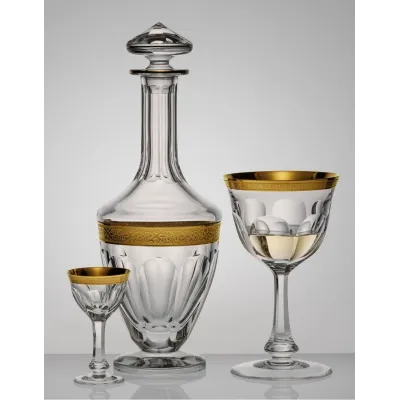 Lady Hamilton Clear Lead-Free Crystal, Cut, 24-Carat Gold (Relief Decor) Goblet 65 ml