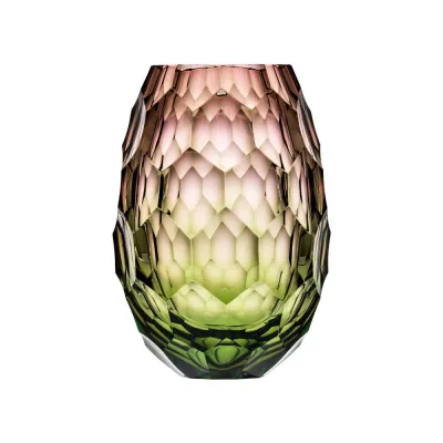 Caorle Underlaid Vase Ocean Green Rose Lead-Free Crystal, Cut Edges 30 cm