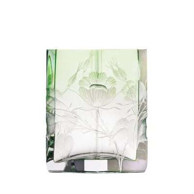 Chrysis Underlaid Vase Green Lead-Free Crystal, Cut, Engraving Rose 18 cm