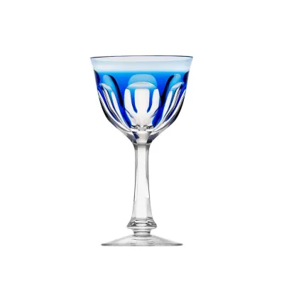 Lady Hamilton Overlaid Goblet White Wine Blue Lead-Free Crystal, Cut 210 ml