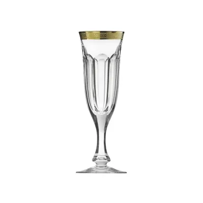 Lady Hamilton Goblet Champagne 24Kt Gold (Relief Decor) Clear 140 Ml