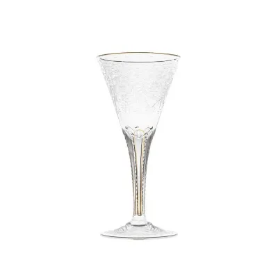 Maharani Goblet White Wine Clear Lead-Free Crystal, Cut, 24 Gold (Thin Line), Engraving 220 ml