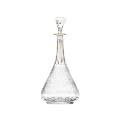 Maharani /I Decanter Wine Clear Lead-Free Crystal, Cut, 24 Gold (Thin Line), Engraving 1000 ml