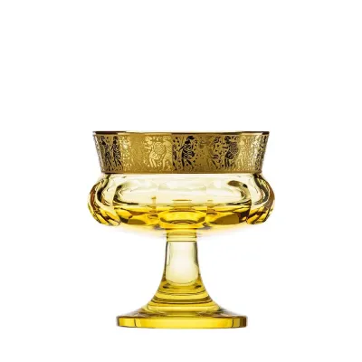 Mirth Footed Bowl Eldor Lead-Free Crystal, Cut, 24-Carat Gold (Relief Decor) 14 cm
