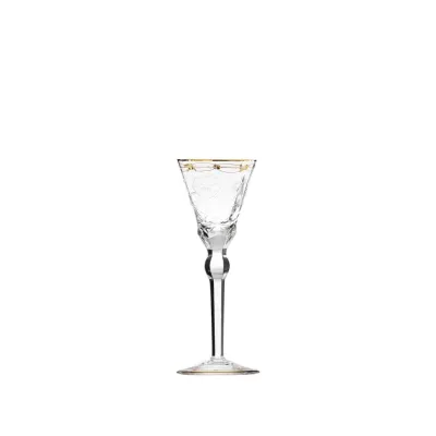 Paula Goblet Liqueur Clear, Cut, Engraved Roses, 24-Carat Gold (Thin Line) 50 Ml