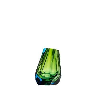 Pear Underlaid Vase Aquamarine Reseda Lead-Free Crystal, Cut Panel 13 cm