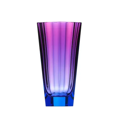 Purity Aquamarine Rose Lead-Free Crystal, Cut Underlaid Vase
