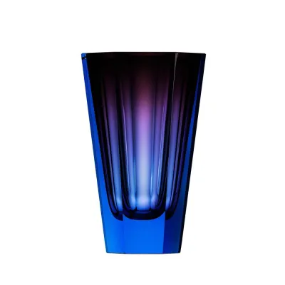 Purity Aquamarine Amethyst Lead-Free Crystal, Cut Underlaid Vase