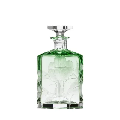 Rose /I Underlaid Decanter Green Lead-Free Crystal, Cut, Engraving Roses 360 ml