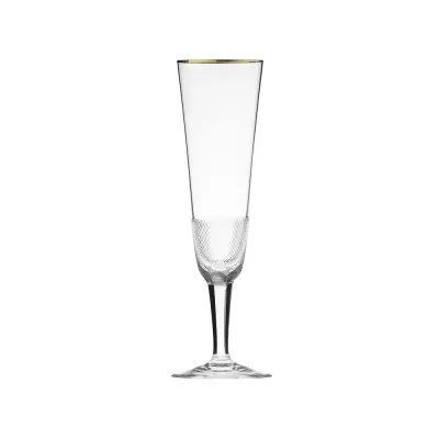 Royal /F Goblet Champagne Clear Lead-Free Crystal, Cut, 24-Carat Gold (Thin Line) 180 ml