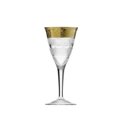Splendid Goblet White Wine Clear Lead-Free Crystal, Cut, 24-Carat Gold (Relief Decor) 200 ml