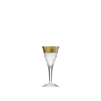 Splendid Goblet Liqueur Clear Lead-Free Crystal, Cut, 24-Carat Gold (Relief Decor) 45 ml