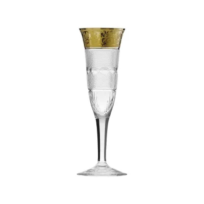 Splendid /F Goblet Champagne Clear Lead-Free Crystal, Cut, 24-Carat Gold (Relief Decor) 185 ml