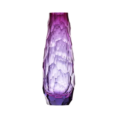 Stones Alexandrite Rose Lead-Free Crystal, Cut Polished Pebbles Underlaid Vase