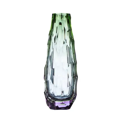 Stones Alexandrite Green Lead-Free Crystal, Cut Polished Pebbles Underlaid Vase