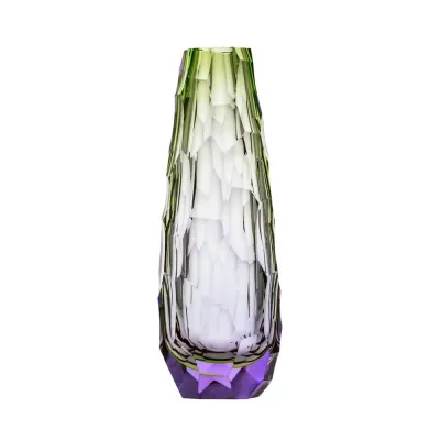 Stones Alexandrite Reseda Lead-Free Crystal, Cut Polished Pebbles Underlaid Vase