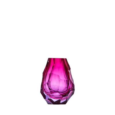 Stones Underlaid Vase Alexandrite Rose Lead-Free Crystal, Cut Polished Pebbles 13 cm