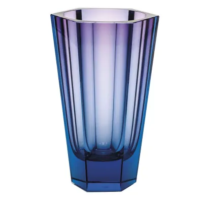Purity Aquamarine Rose Lead-Free Crystal, Cut Underlaid Vase