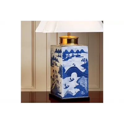 Blue Canton Tea Jar Lamp 35"