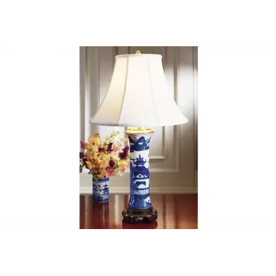 Blue Canton Trumpet Lamp 25.5"