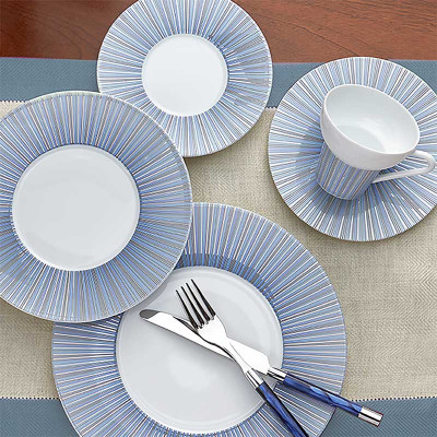 Cape Cod Indigo Platinum Dinnerware (Special Order)