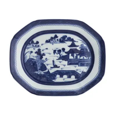 Blue Canton Octagonal Platter 15"