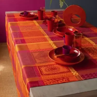 Mille Wax Ketchup Coated Stain-Resistant Cotton Damask Table Linens