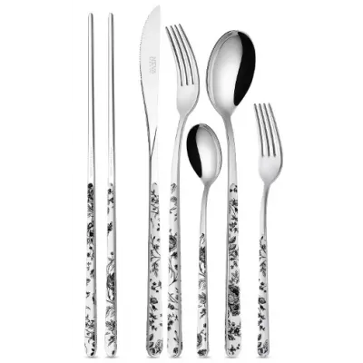 China Roses Black Asian 2 Pairs Chopsticks In Gift Box