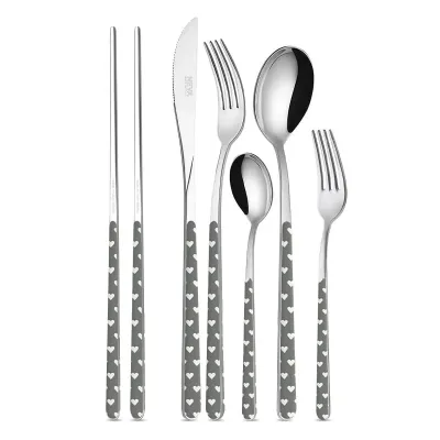 Hearts Gray Set 4 Cheese Knives