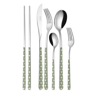 Hearts Sage Green Flatware