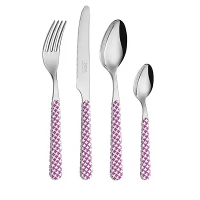 Houndstooth Fuchsia Set 4 Cheese Knives