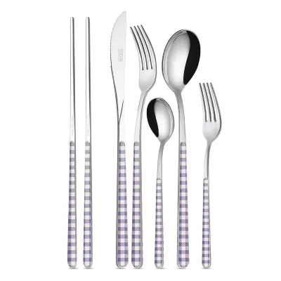 Checks Lilac Asian 2 Pairs Chopsticks In Gift Box