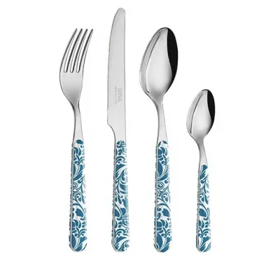 Vintage Teal Blue Set 4 Cheese Knives